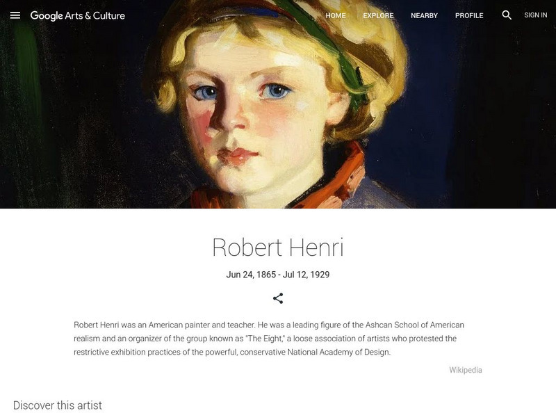 Google Cultural Institute: Robert Henri Handout