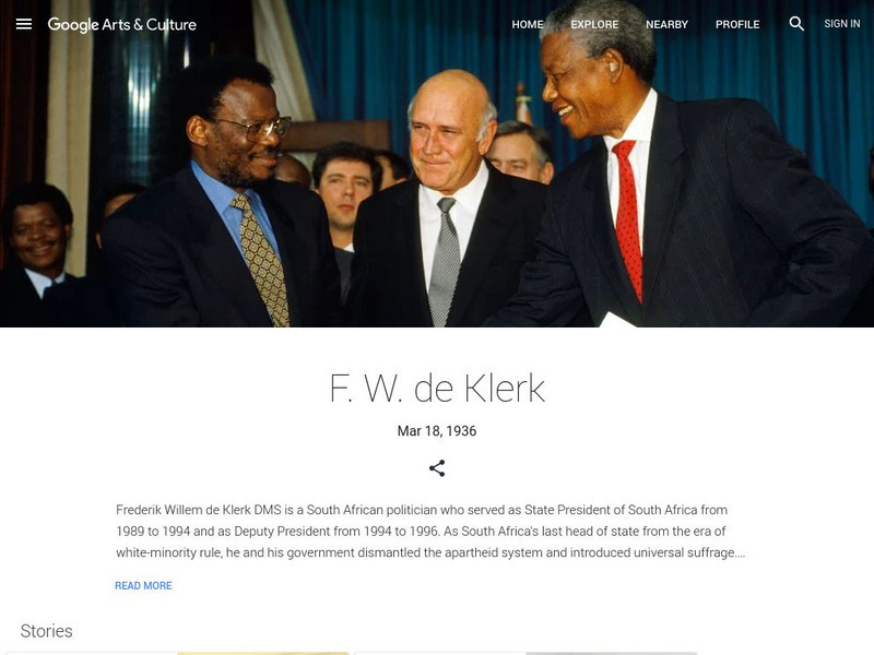 Google Cultural Institute: F. W. De Klerk Handout