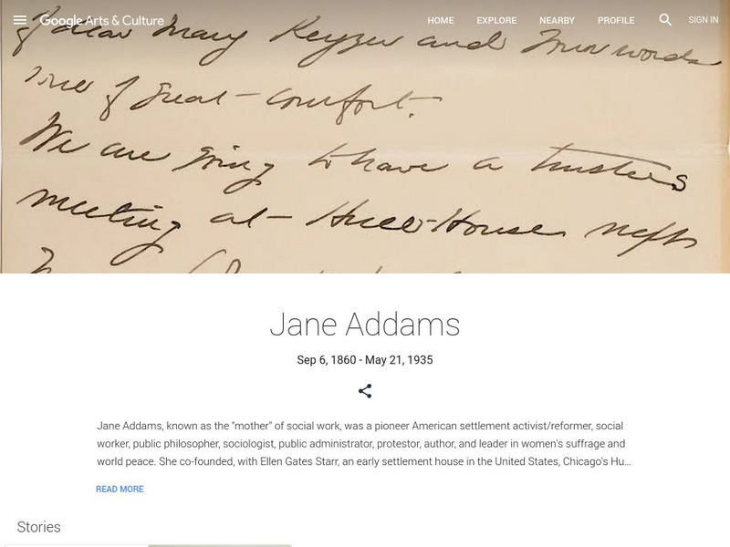 Google Cultural Institute: Jane Addams Handout