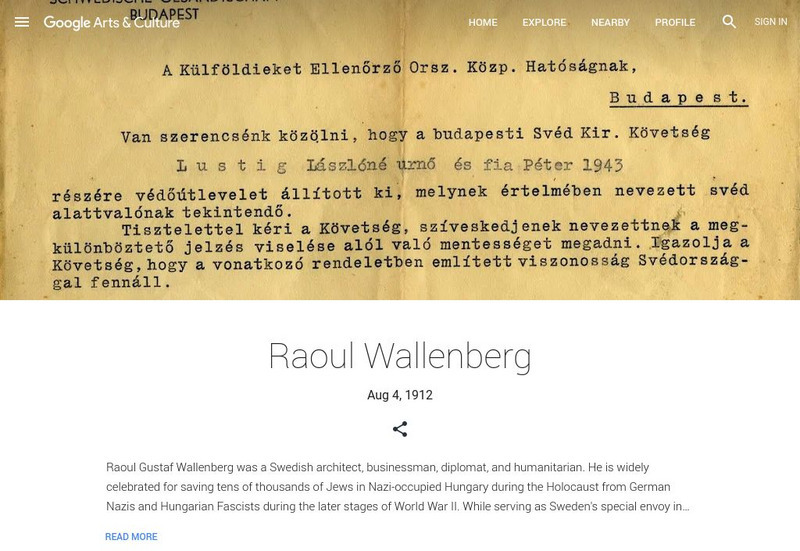 Google Cultural Institute: Raoul Wallenberg Handout