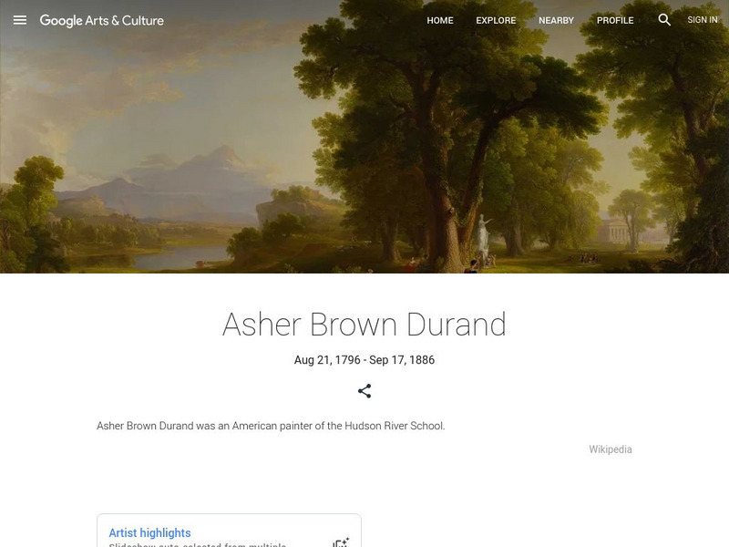 Google Cultural Institute: Asher Brown Durand Handout