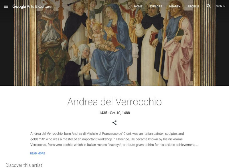 Google Cultural Institute: Andrea Del Verrocchio Handout Google Cultural Institute: Andrea Del Verrocchio Handout