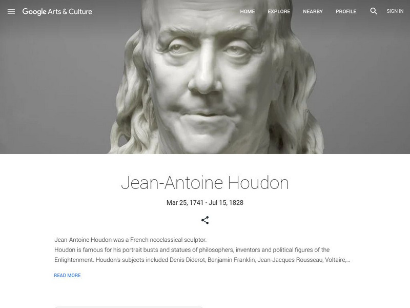 Google Cultural Institute: Jean Antoine Houdon Handout Google Cultural Institute: Jean Antoine Houdon Handout