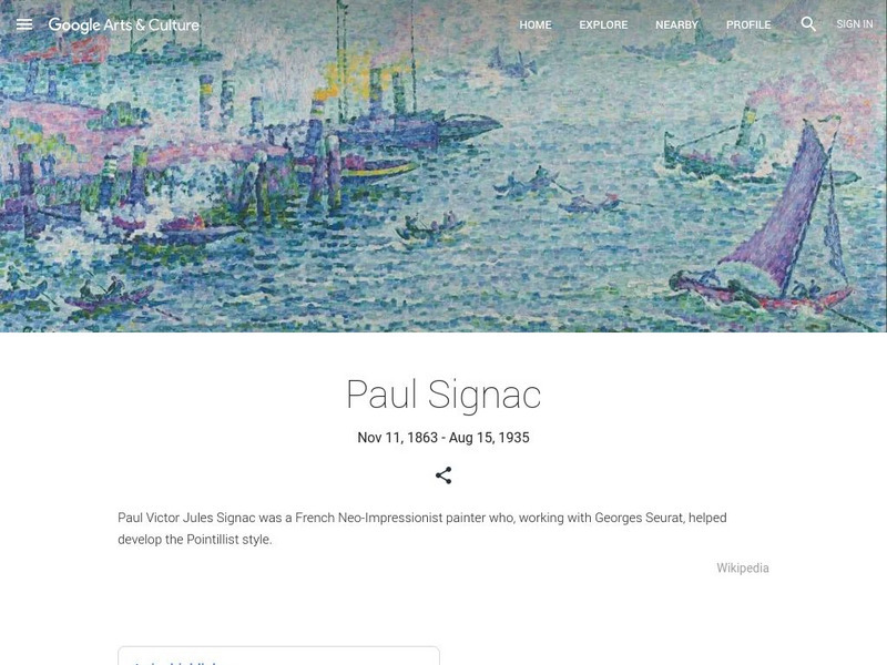 Google Cultural Institute: Paul Signac Handout Google Cultural Institute: Paul Signac Handout