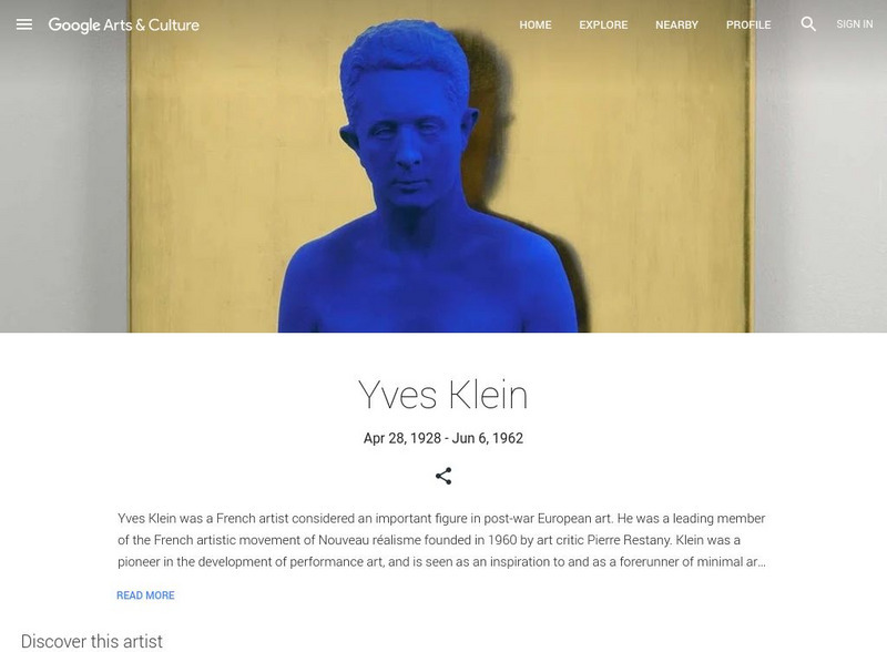 Google Cultural Institute: Yves Klein Handout Google Cultural Institute: Yves Klein Handout