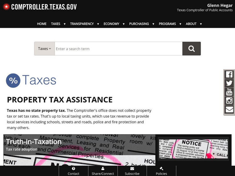 Texas Comptroller of Public Accounts: Property Tax Assistance Website Texas Comptroller of Public Accounts: Property Tax Assistance Website