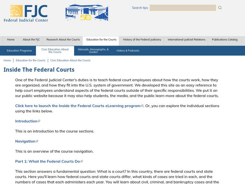 Federal Judicial Center: Inside the Federal Courts Activity Federal Judicial Center: Inside the Federal Courts Activity