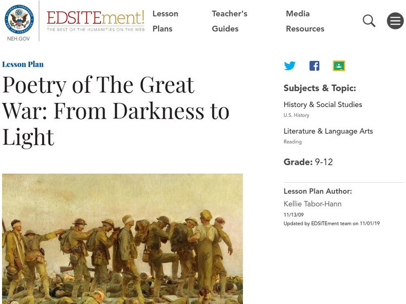 Neh: Edsit Ement: Poetry of the Great War: 'From Darkness to Light'? Lesson Plan Neh: Edsit Ement: Poetry of the Great War: 'From Darkness to Light'? Lesson Plan