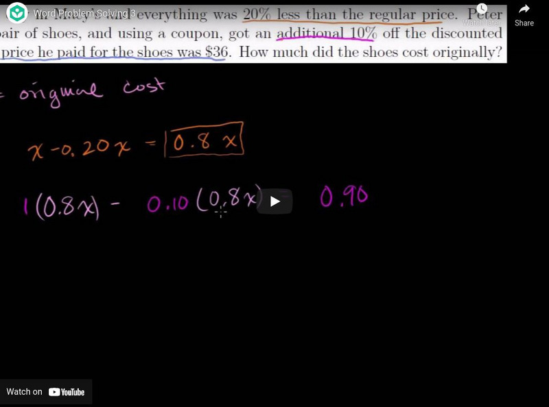 Khan Academy: Algebra: Word Problem Solving 3 Instructional Video Khan Academy: Algebra: Word Problem Solving 3 Instructional Video
