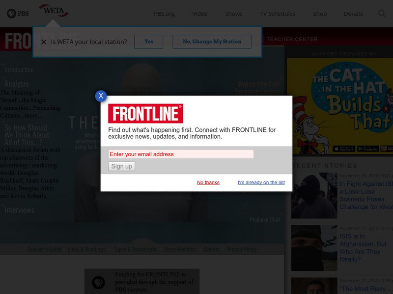 Pbs Frontline: The Persuaders Activity Pbs Frontline: The Persuaders Activity