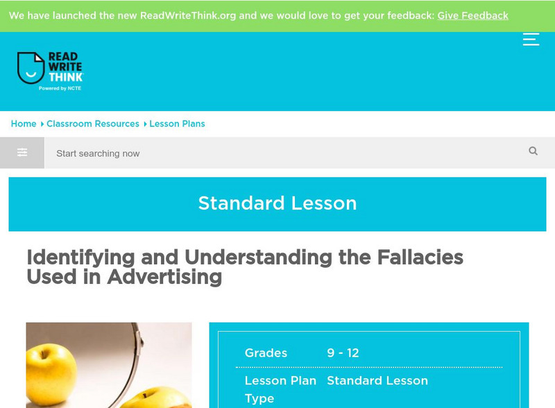 Read Write Think: Identifying and Understanding the Fallacies Used in Advertising Lesson Plan Read Write Think: Identifying and Understanding the Fallacies Used in Advertising Lesson Plan