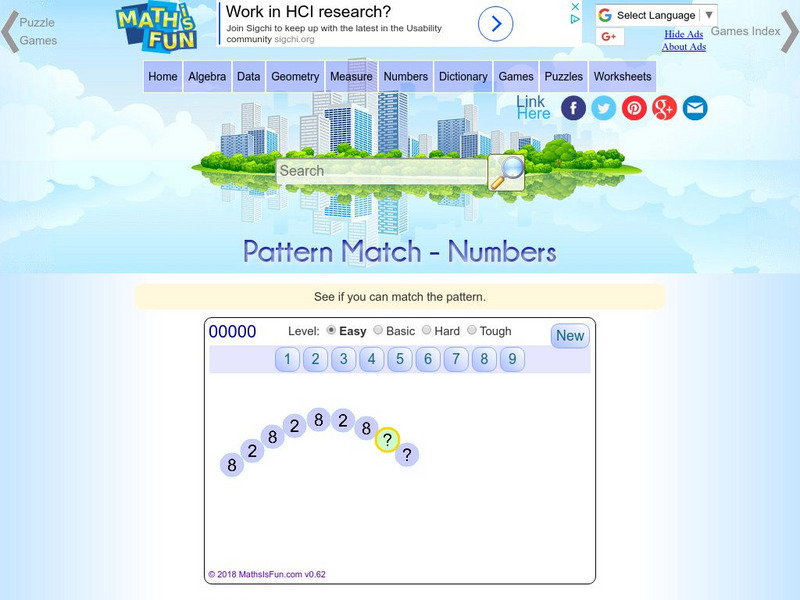 Math Is Fun: Pattern Match: Numbers Interactive Math Is Fun: Pattern Match: Numbers Interactive