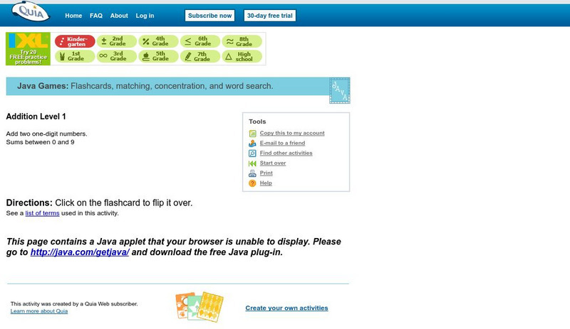 Quia: Addition Flashcards Sums 0 to 9 Interactive Quia: Addition Flashcards Sums 0 to 9 Interactive