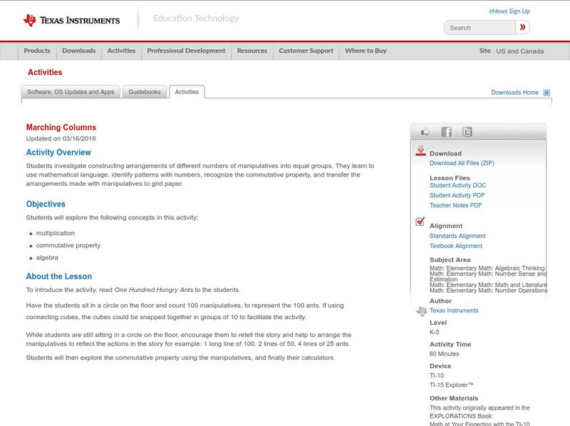 Texas Instruments: Marching Columns Activity Texas Instruments: Marching Columns Activity