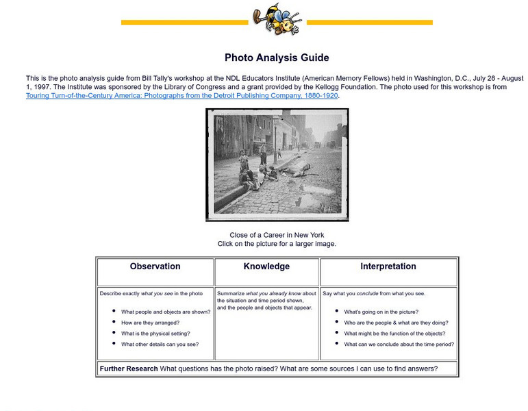 Cyberbee: Photo Analysis Guide Activity Cyberbee: Photo Analysis Guide Activity