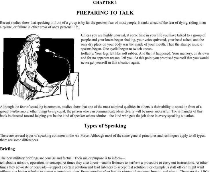 Air War College: Speaking Effectively: Preparing to Talk Handout Air War College: Speaking Effectively: Preparing to Talk Handout