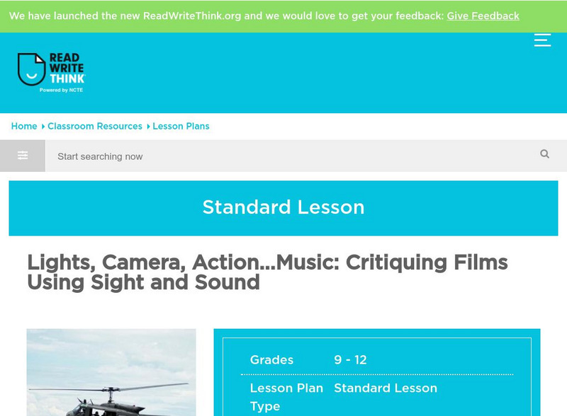Read Write Think: Critiquing Films Using Sight and Sound Lesson Plan Read Write Think: Critiquing Films Using Sight and Sound Lesson Plan