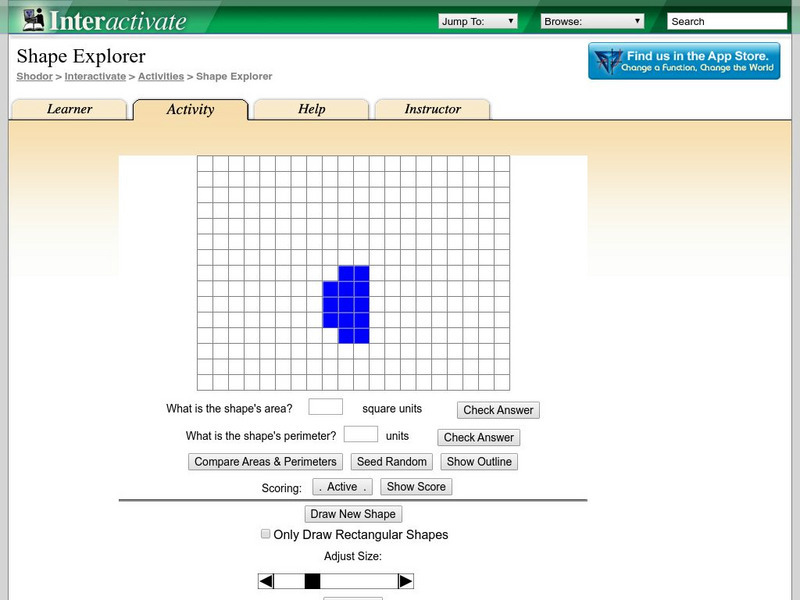 Shodor Interactivate: Shape Explorer: Area and Perimeter Activity Shodor Interactivate: Shape Explorer: Area and Perimeter Activity