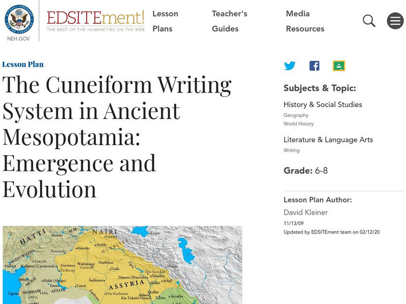 Neh: Edsit Ement: The Cuneiform Writing System in Ancient Mesopotamia Lesson Plan Neh: Edsit Ement: The Cuneiform Writing System in Ancient Mesopotamia Lesson Plan