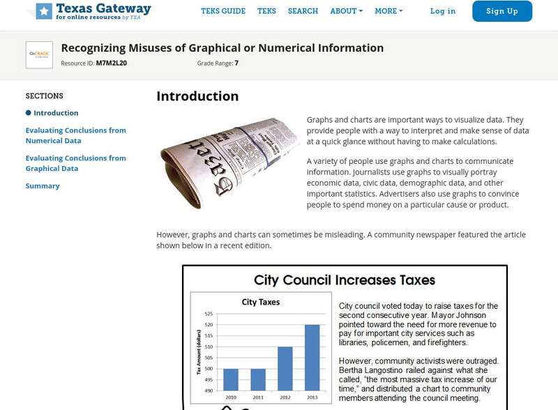Texas Gateway: Recognizing Misuses of Graphical or Numerical Information Unit Plan Texas Gateway: Recognizing Misuses of Graphical or Numerical Information Unit Plan