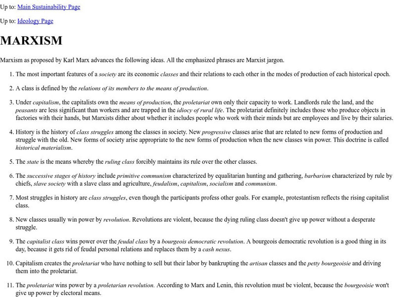 Stanford University: Marxism Handout Stanford University: Marxism Handout