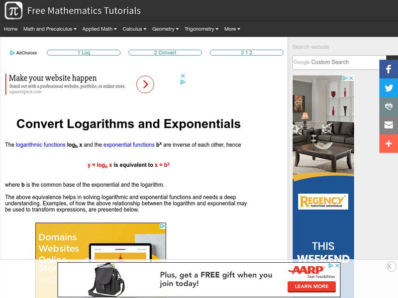 Analyze Math: Convert Logarithms and Exponentials Activity