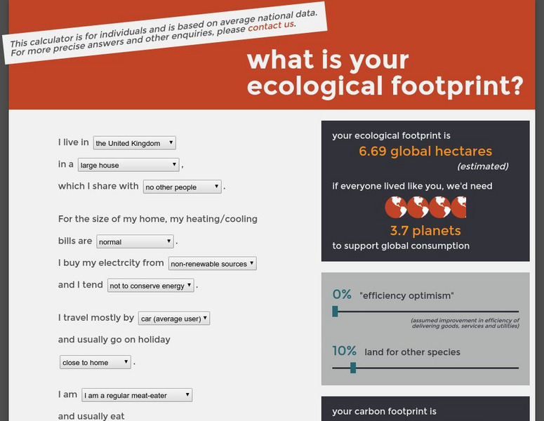Best Foot Forward: Ecological Footprint Calculator Interactive Best Foot Forward: Ecological Footprint Calculator Interactive