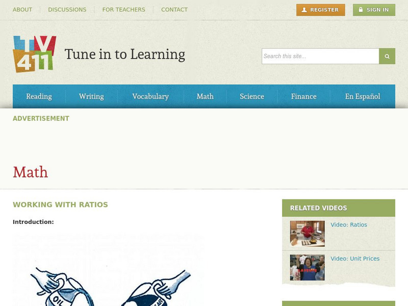 Tune in to Learning: Math Lesson Working With Ratios Unit Plan Tune in to Learning: Math Lesson Working With Ratios Unit Plan