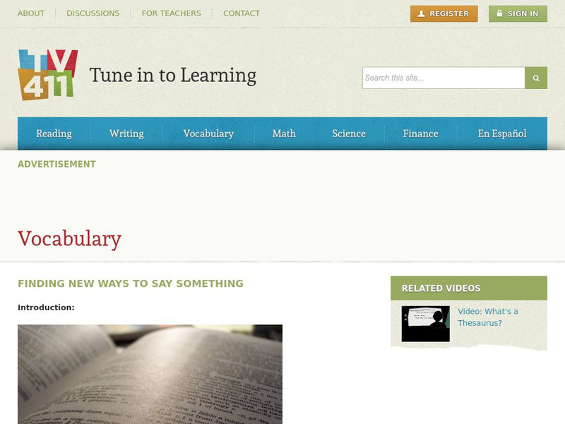 Tv411: Finding New Ways to Say Something Website Tv411: Finding New Ways to Say Something Website