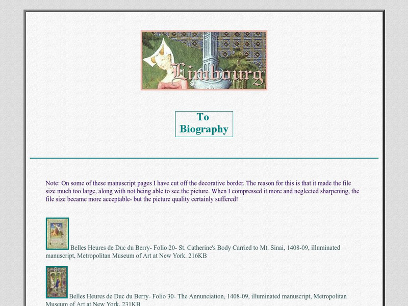 Carol Gerten Fine Arts: Limbourg Brothers Handout Carol Gerten Fine Arts: Limbourg Brothers Handout