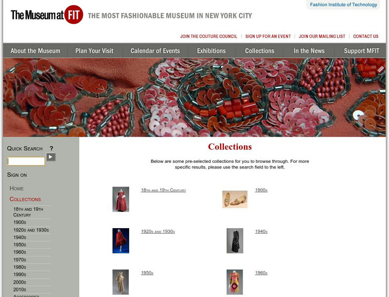 Fashion Institute of Technology: Museum: Collections (18Th Century to Present) Website Fashion Institute of Technology: Museum: Collections (18Th Century to Present) Website