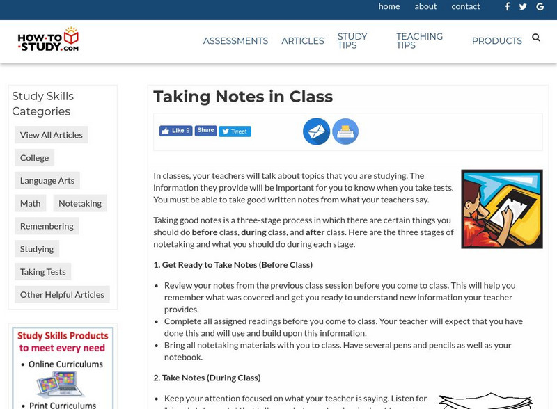 How to Study: Taking Notes in Class Website