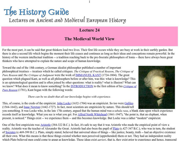 The History Guide: The Medieval World View Article