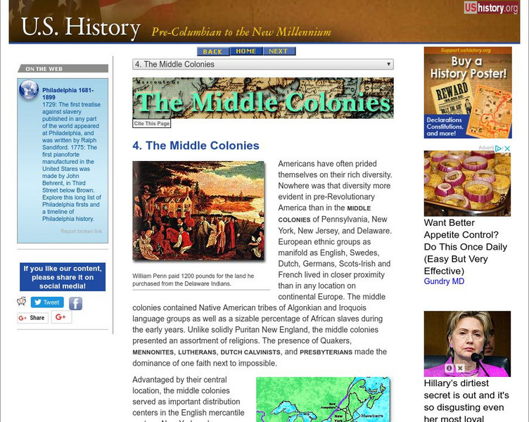U.s. History: The Middle Colonies Website U.s. History: The Middle Colonies Website
