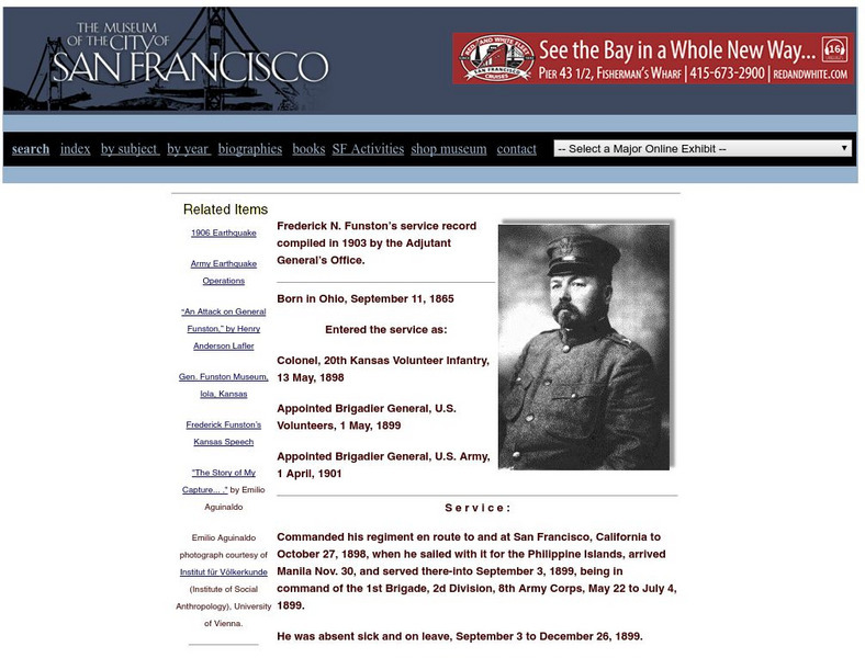 The Virtual Museum of the City of San Francisco: Frederick N. Funston Website