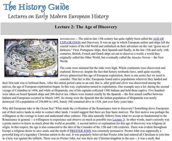 The History Guide: The Age of Discovery Handout The History Guide: The Age of Discovery Handout