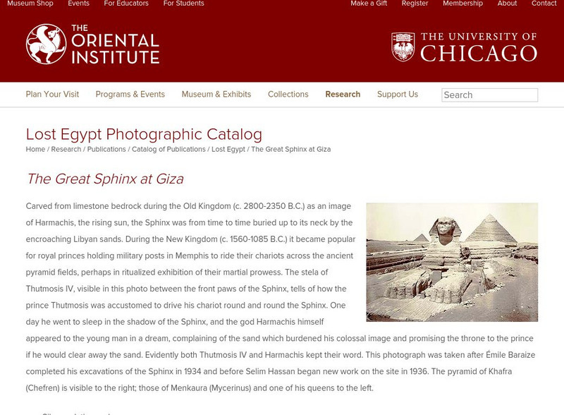 University of Chicago: The Great Sphinx at Giza Website University of Chicago: The Great Sphinx at Giza Website