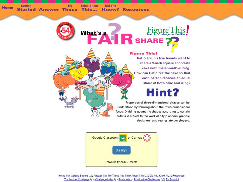 Nctm: Figure This: Cut the Cake Activity Nctm: Figure This: Cut the Cake Activity