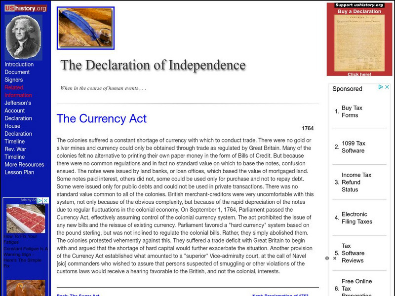 U.s. History: The Currency Act Website U.s. History: The Currency Act Website