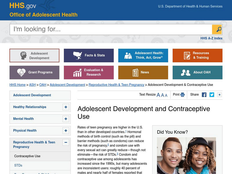 U.s. Department of Health & Human Services:contraceptive and Condom Use Website U.s. Department of Health & Human Services:contraceptive and Condom Use Website