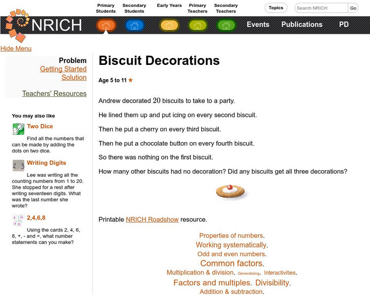 University of Cambridge: Nrich: Biscuit Cookie Decorations Activity University of Cambridge: Nrich: Biscuit Cookie Decorations Activity
