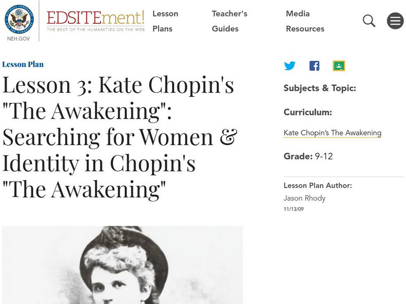 Neh: Edsit Ement: L3: Kate Chopin's the Awakening: Searching for Women & Identity Lesson Plan