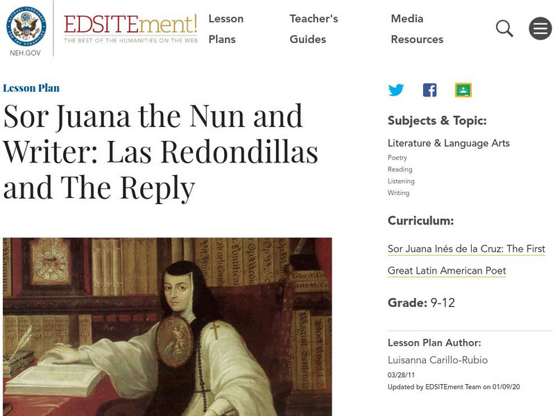Neh: Edsit Ement: Sor Juana the Nun and Writer: Las Redondillas and the Reply Lesson Plan