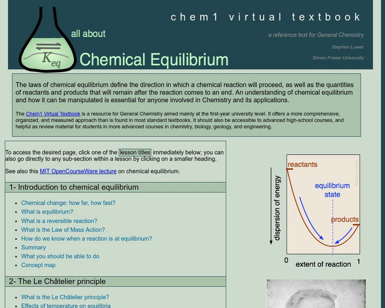 Chem1 Virtual Textbook: All About Chemical Equilibrium Handout