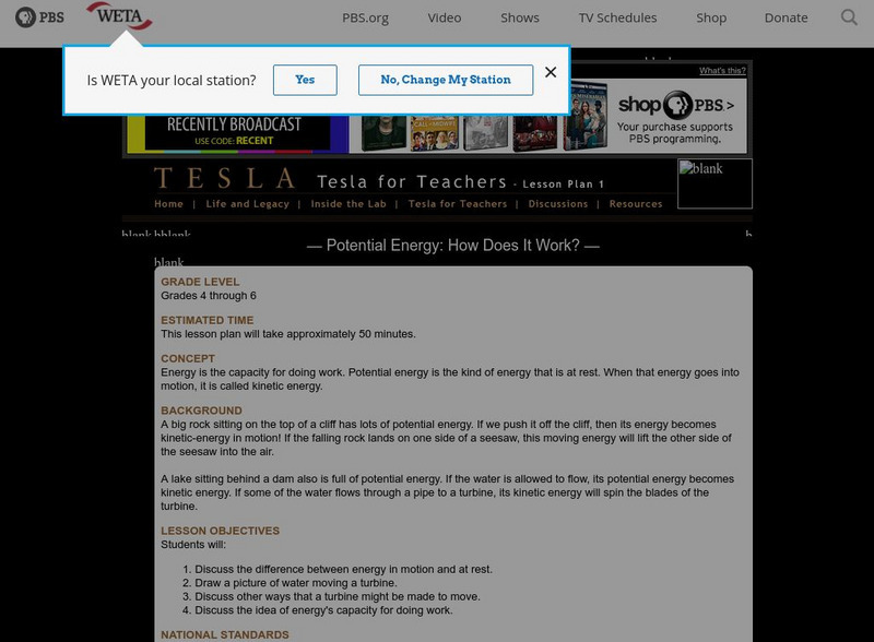 Pbs Teachers: Potential Energy: How Does It Work? Lesson Plan Pbs Teachers: Potential Energy: How Does It Work? Lesson Plan