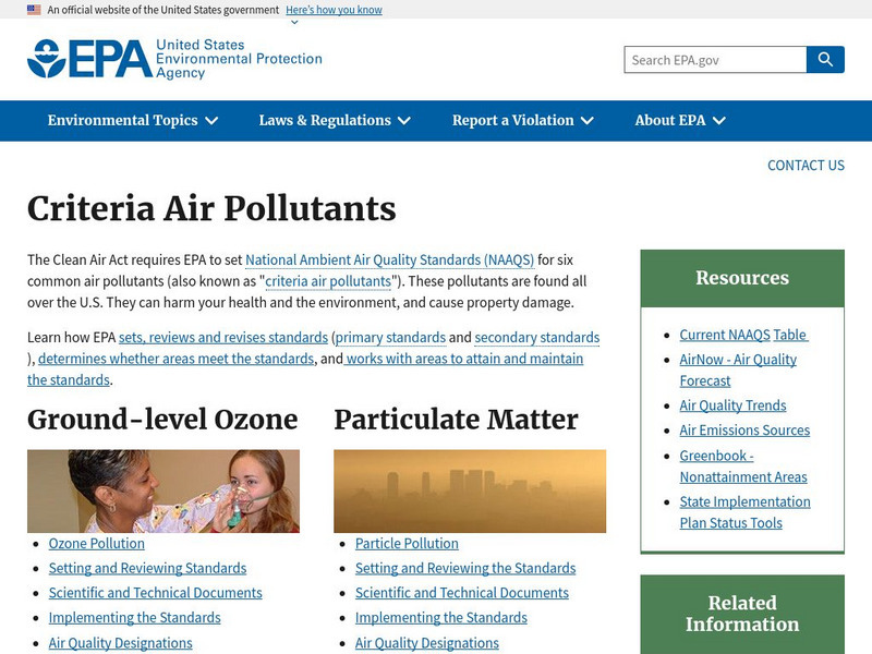Epa: Criteria Air Pollutants Handout