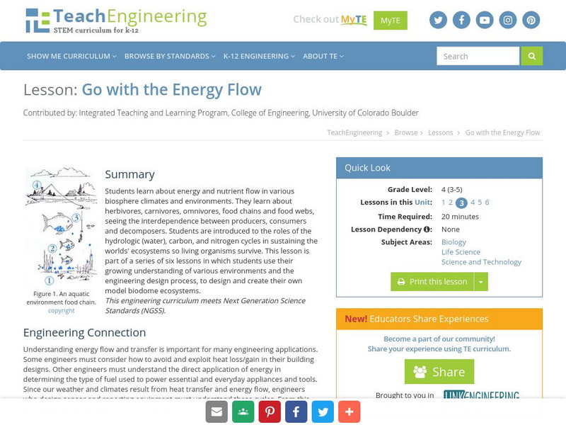 Teach Engineering: Go With the Energy Flow Lesson Plan