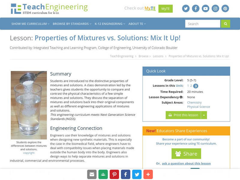Teach Engineering: Mix It Up Lesson Plan