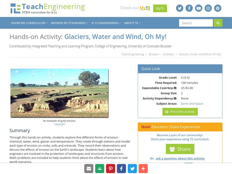 Teach Engineering: Glaciers, Water and Wind, Oh My! Activity Teach Engineering: Glaciers, Water and Wind, Oh My! Activity