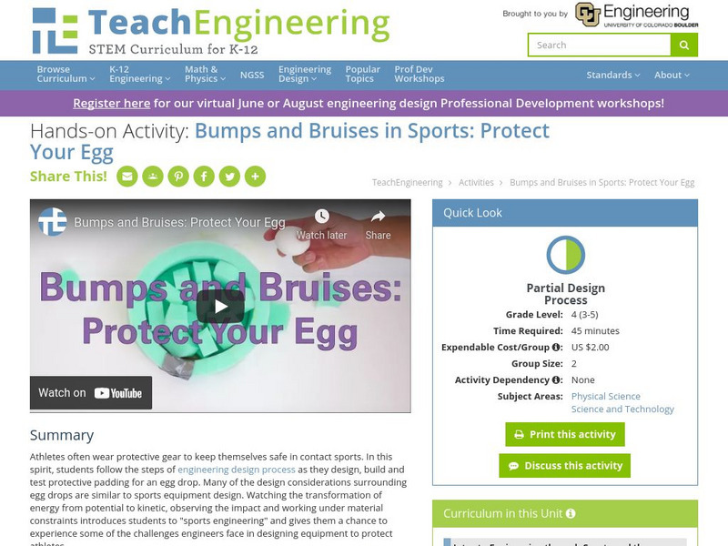 Teach Engineering: Bumps and Bruises Activity Teach Engineering: Bumps and Bruises Activity